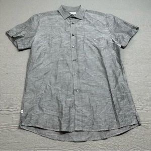 Richard James Shirt 16” 41cm Gray Saville Row linen Blend Short Sleeve Casual